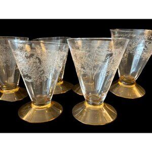 Set of 6 Tiffin-Franciscan Juice Glass Julia Amber Stem and Foot